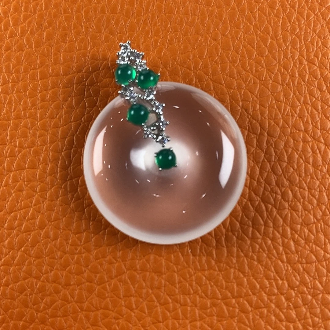 石英质玉银S925镀金镶嵌颈饰