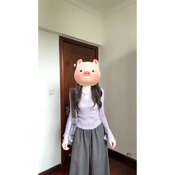 韩系复古紫色气质长袖polo领针织衫女春秋百搭休闲上衣裤子套装