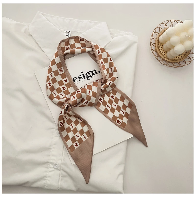 2025新款丝巾女优雅韩版日系百搭印花装饰飘带发带围巾绑包小领巾