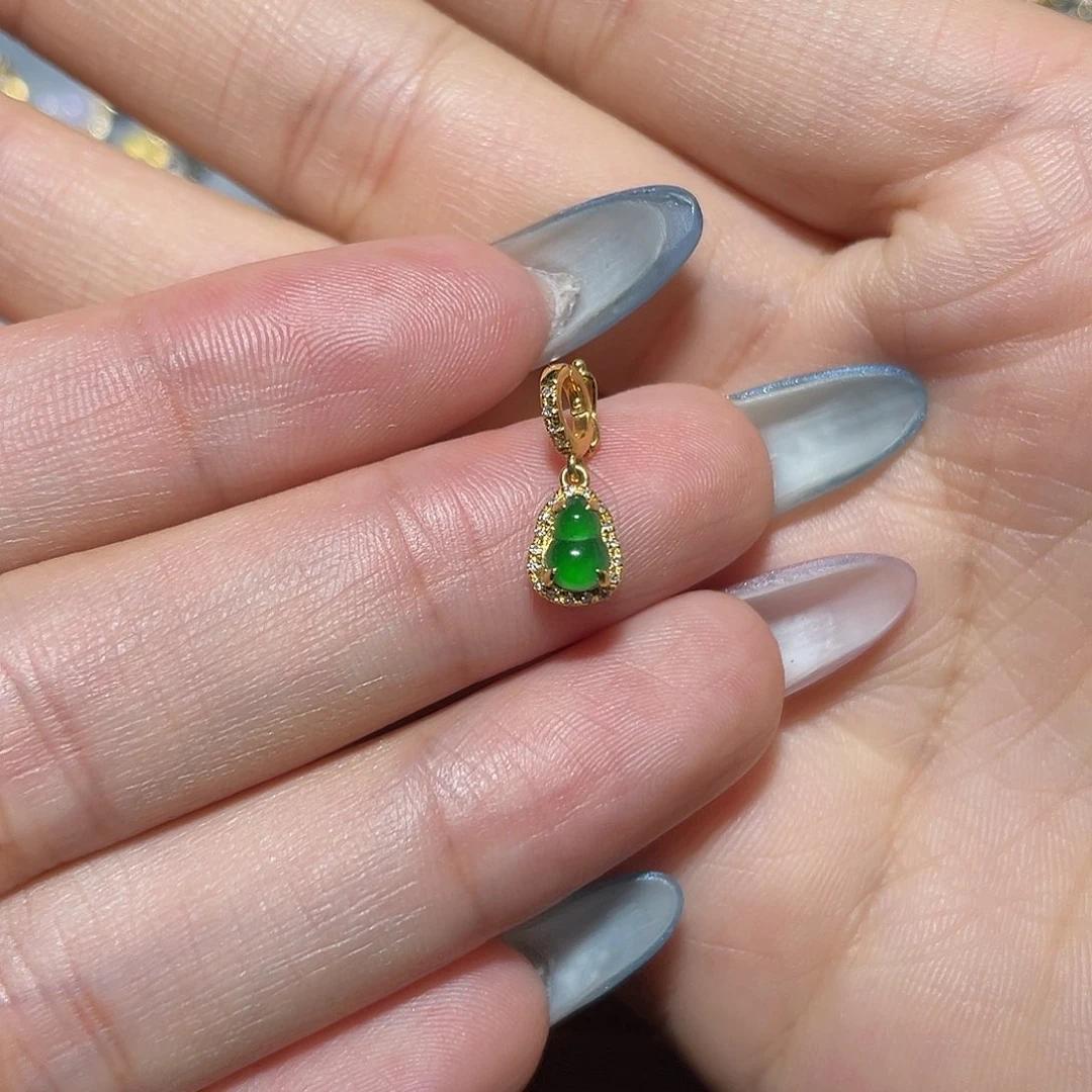 用***0翡翠18K金镶嵌吊坠(不含链)