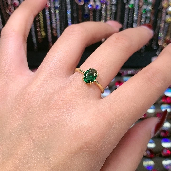 透辉石戒指银S925镶嵌68