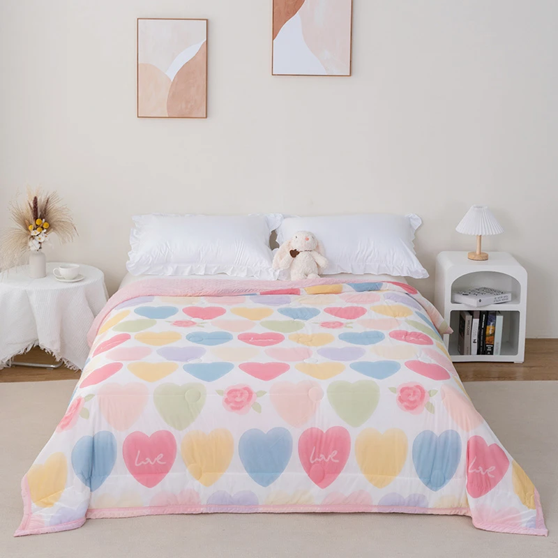 凉感丝空调被冰豆豆夏凉被儿童可机洗单人幼儿园空调被夏凉被子