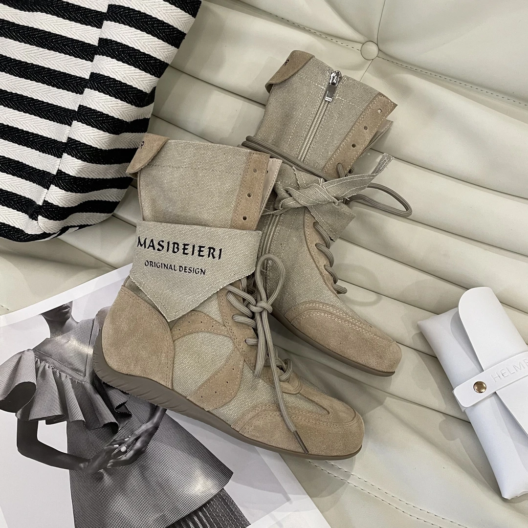 小小苏-玩趣小短靴丨废土风灰烬系列软底百搭中筒短靴;ECX55293