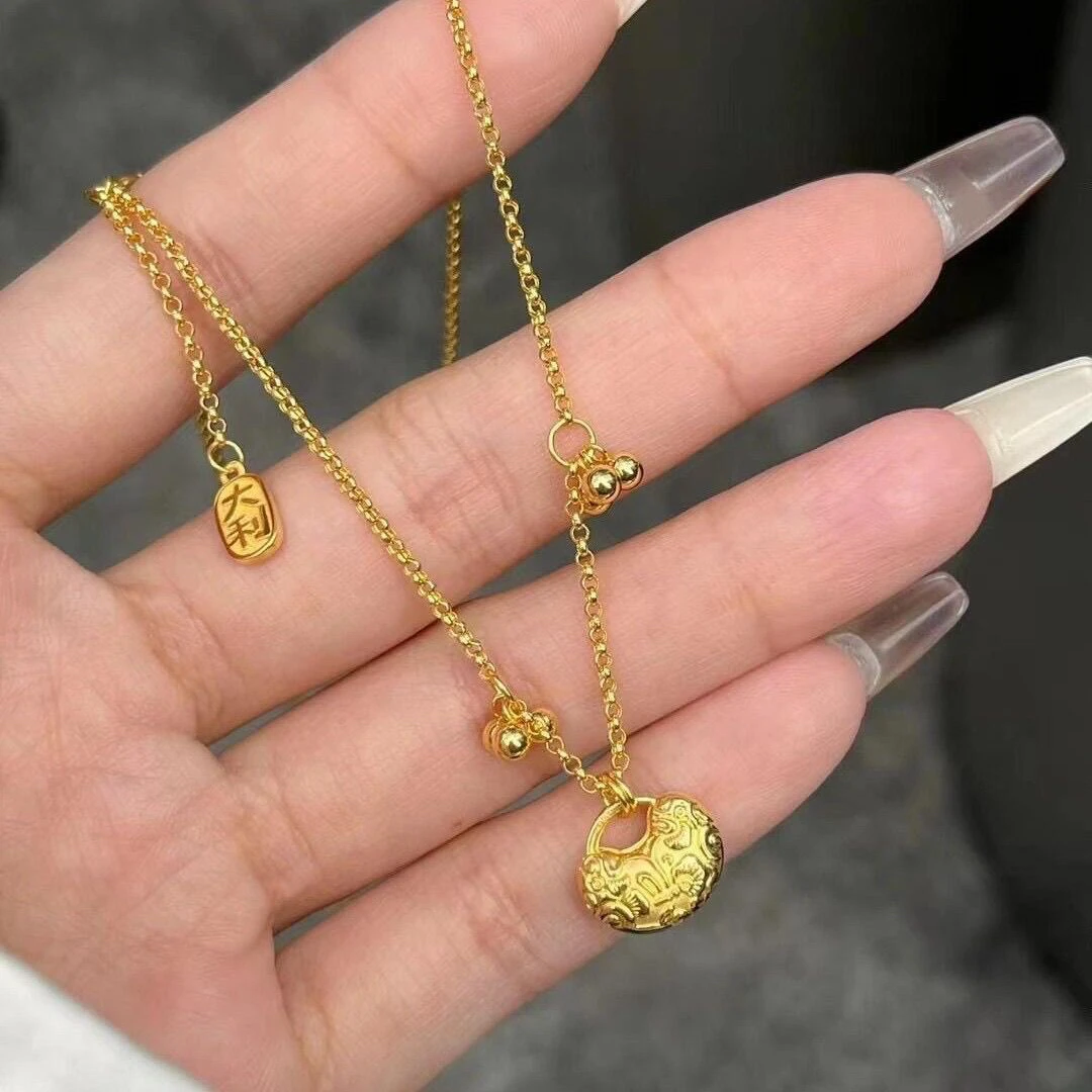 铜合金吊坠 新中式元宝祥云硕果累累项链女颈链轻奢高级感百搭