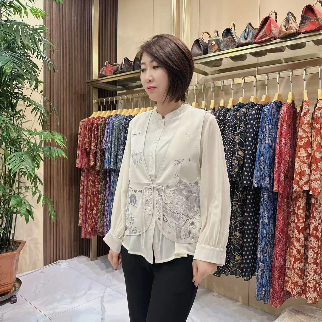 歆御女装时尚翻领百搭衫衬衫上档次长袖精品复古363-517