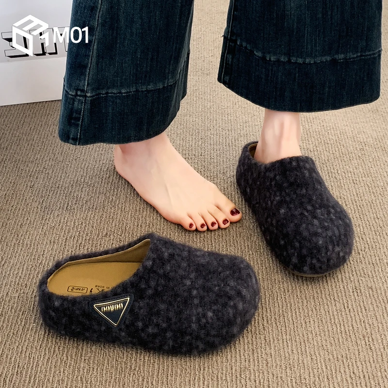 M01厚底勃肯鞋包头半拖鞋女外穿新款秋季爆款一脚蹬赖人博肯单鞋