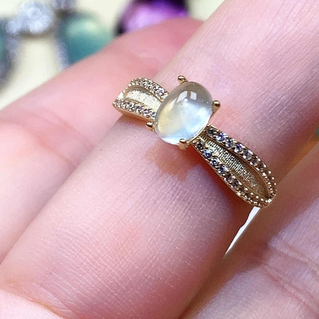 蛇纹石玉银S925镶嵌戒指