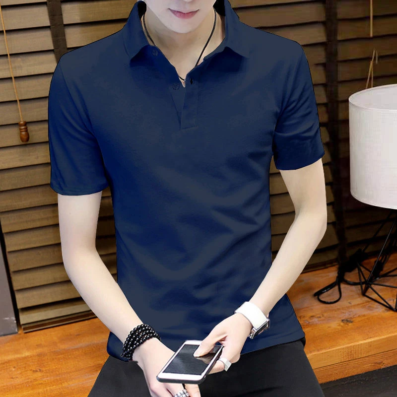 高端冰丝夏季男士短袖t恤休闲翻领POLO衫韩版半袖上衣服打底汗衫