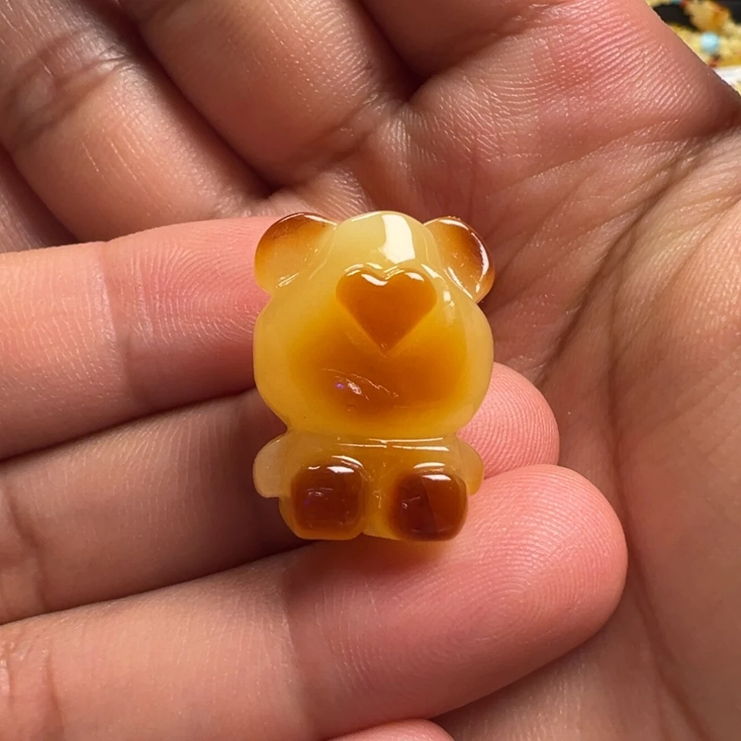 未镶嵌颈饰蜜蜡俏色小熊提溜吊坠（打孔不退换）