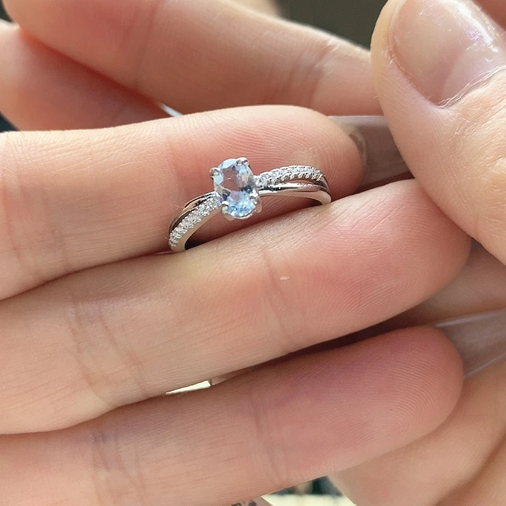 海蓝宝石戒圈银S925镶嵌