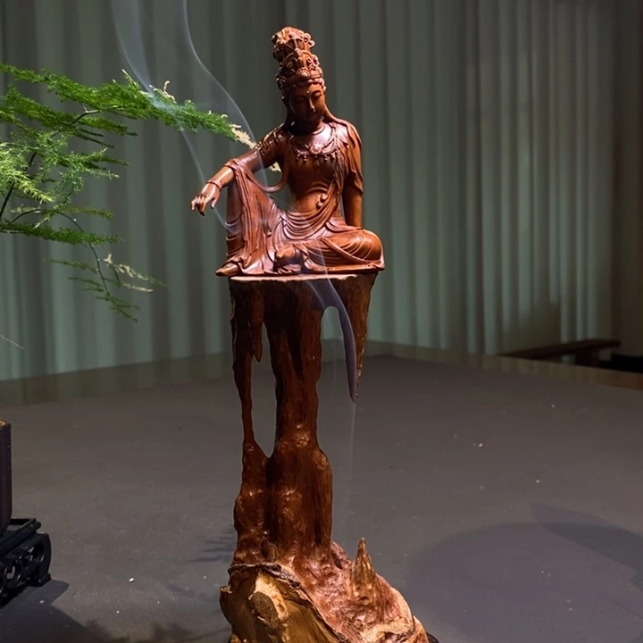 旎***木荔枝木香炉➕黄杨观音