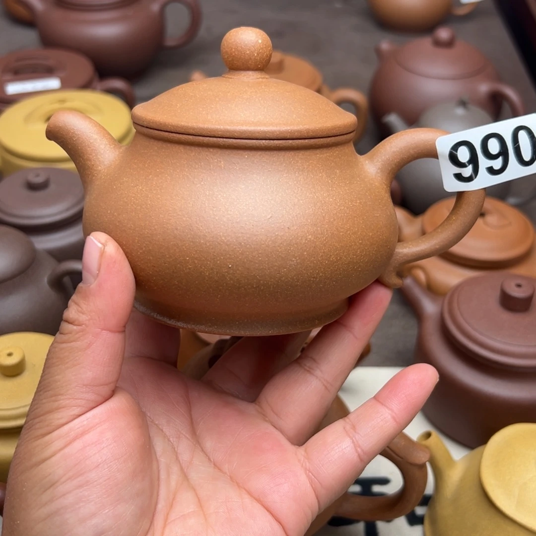紫砂茶壶黄降坡半手工330cc左右