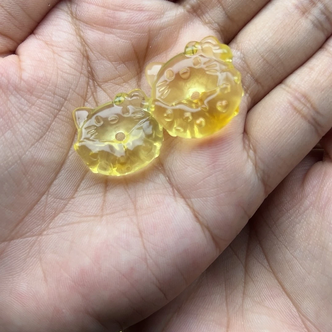 琥珀合金珠宝奇石Kt甜甜圈打孔不退换