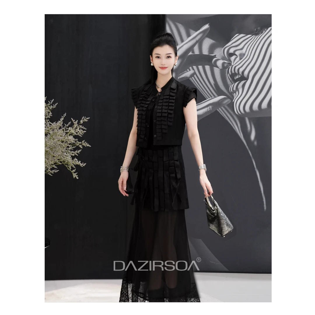 “兰亭入画”立体编织提花改良新中式马甲 Y700