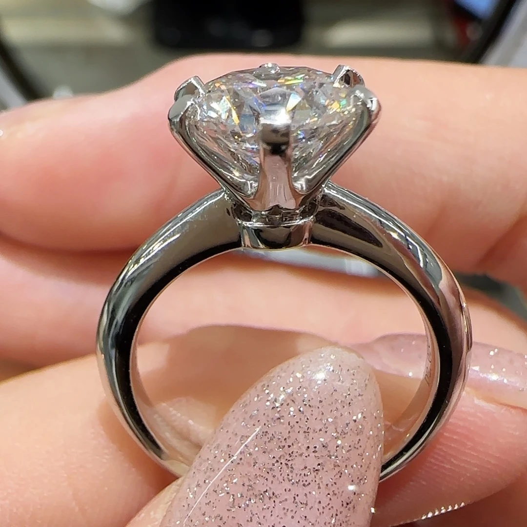 实验室培育钻石铂Pt950镶嵌t六爪2卡