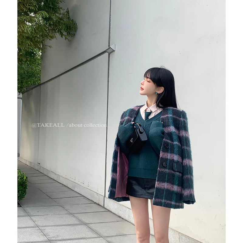 【特价】 B不可少的外套 拉毛三色V领西装 RW224009