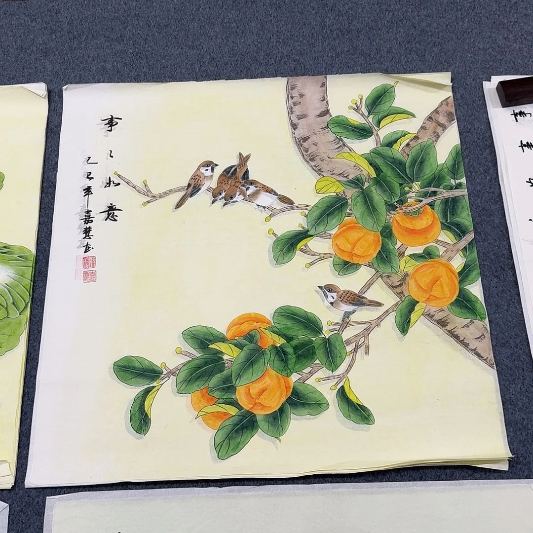 国画四尺斗方70X70纯手绘作品