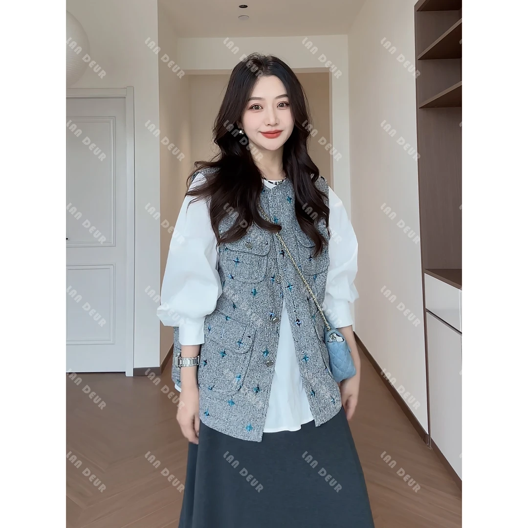 【落花为信】小众气质时尚休闲叠穿神器小香风宽松马夹女上衣