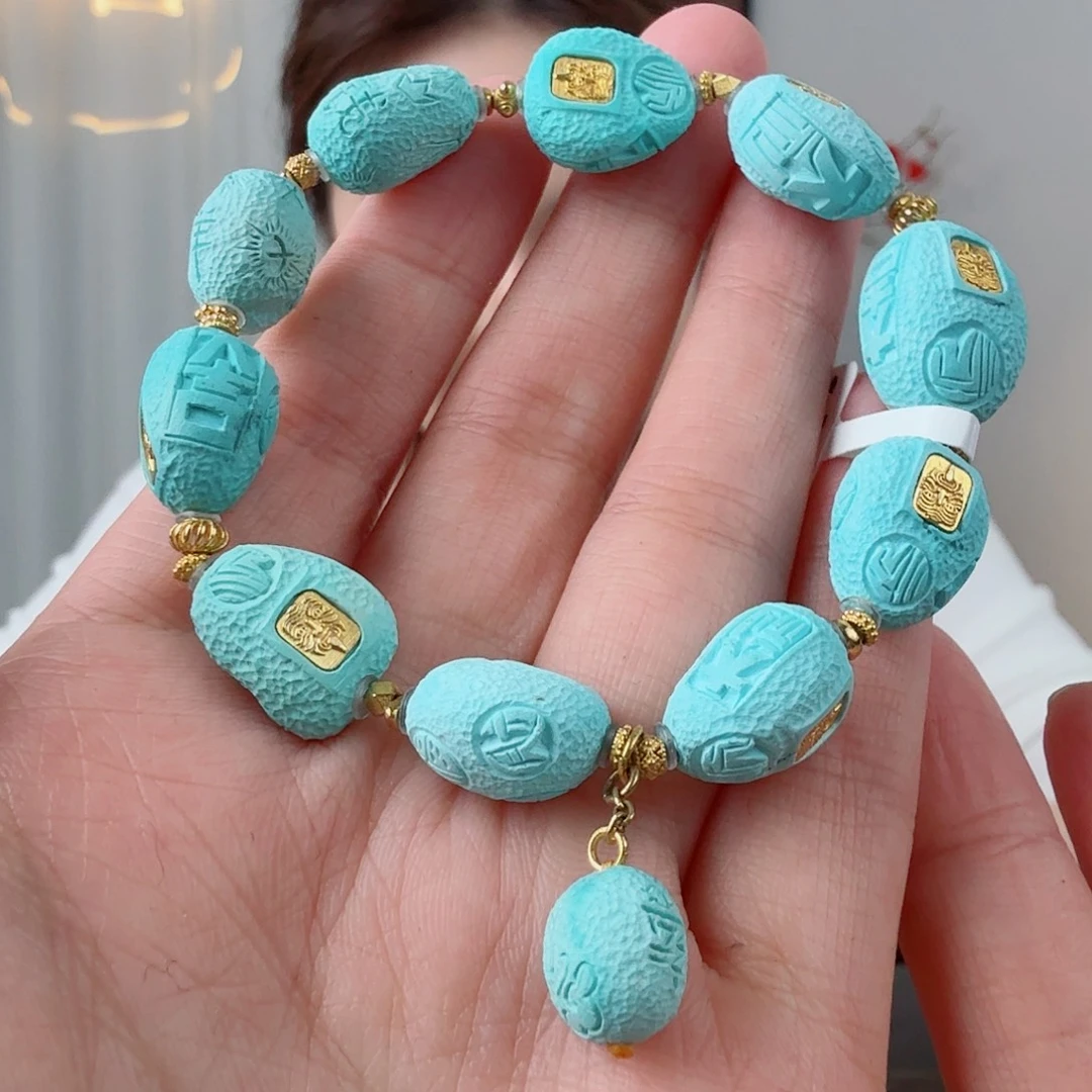 绿松石18K金镶嵌珠宝奇石