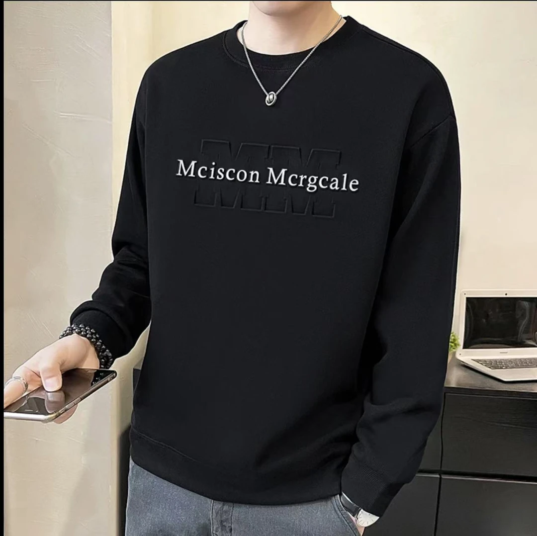 百搭打底衫秋季字母秋冬春秋不起球男装长袖圆领潮流休闲卫衣3