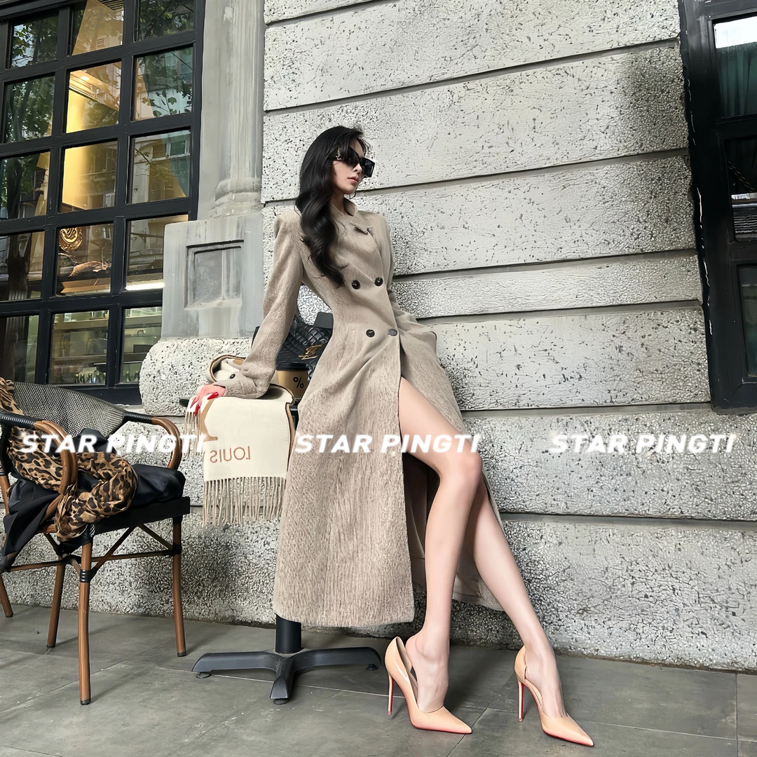 毛呢大衣女秋冬季轻奢高端气质名媛老钱风中长款收腰立领廓形外套