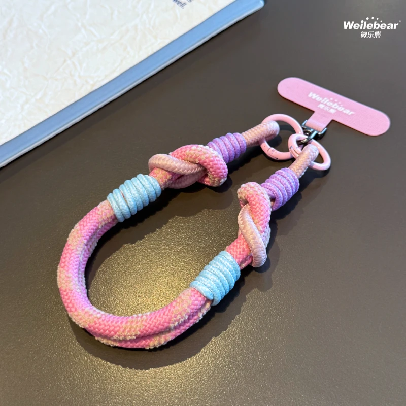 个性短绒手机挂绳短款编织手腕绳挂件双股手绳带垫片时尚防丢挂链