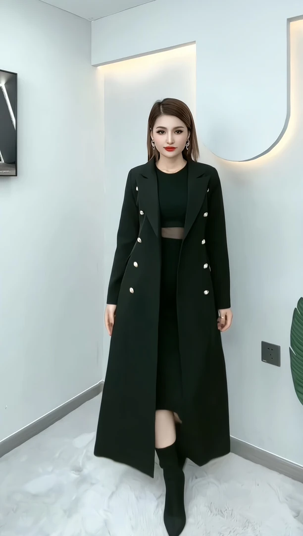 【MAYSAR】时尚潮流双排扣加长版风衣