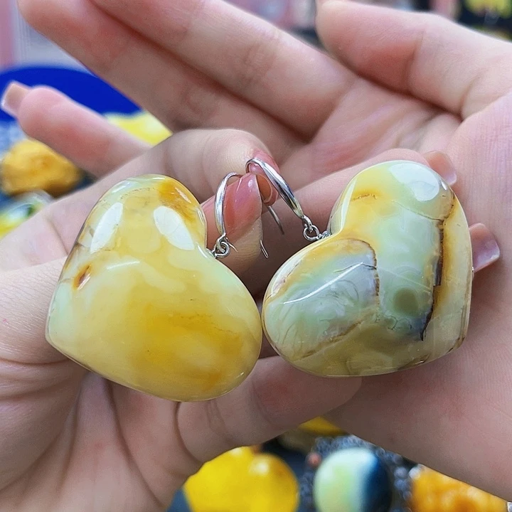 琥珀颈饰银S925镶嵌耳环