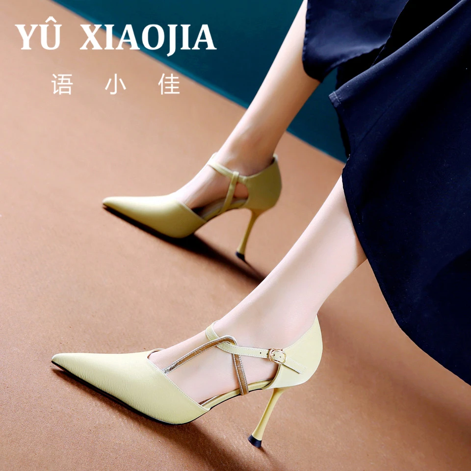 7CM[已开价]2025年春季V口中空细跟单鞋女一字带尖头高跟鞋Y25955