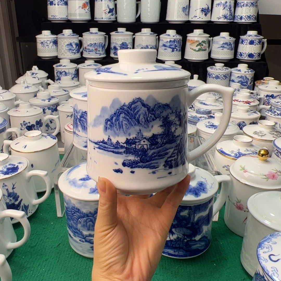 不***5摆件景德镇手绘山水办公杯