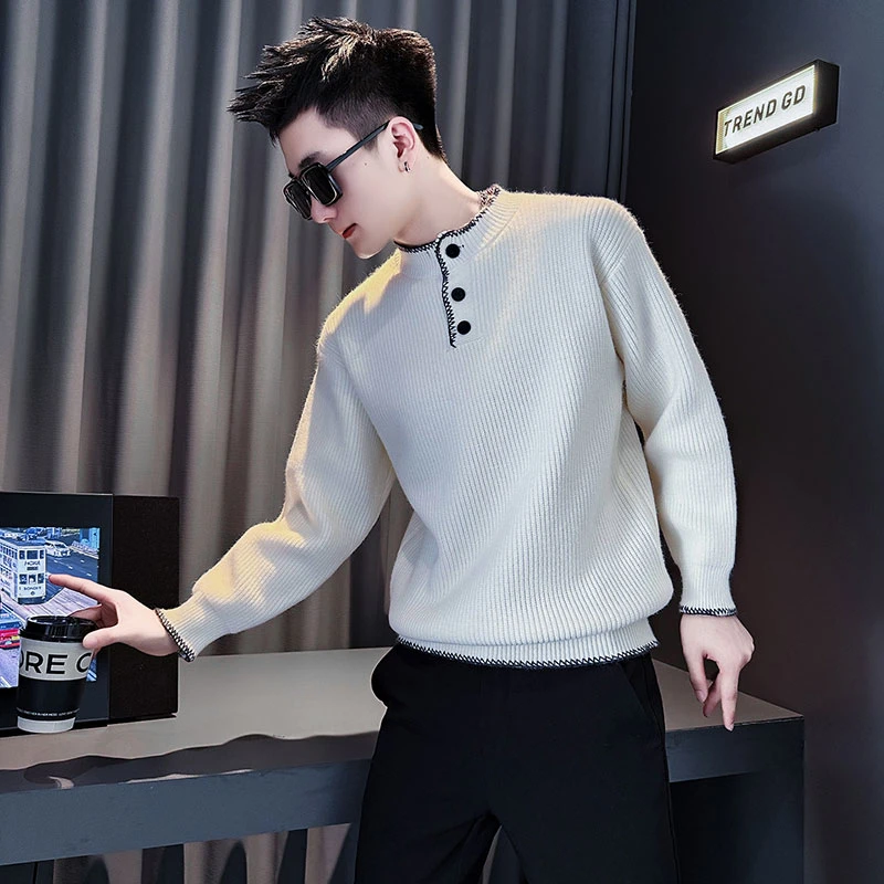 亨利领毛衣男款秋冬季线衣2025新款高级感潮牌个性简约打底针织衫