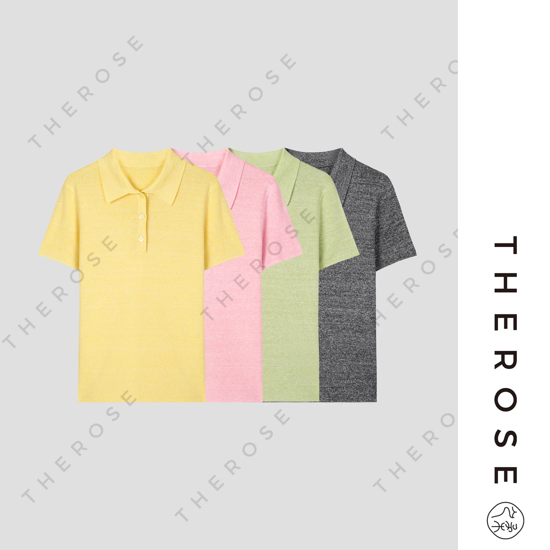 之柔【盛夏刻度 POLO】百搭简约18针令士缝盘针织T恤柔软透气短袖女