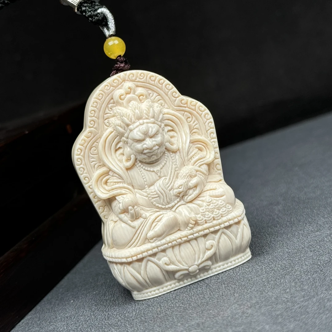 H10-01天然猛犸牙 雕刻黄财神 41*58.8*24mm支持鉴定 假一罚四
