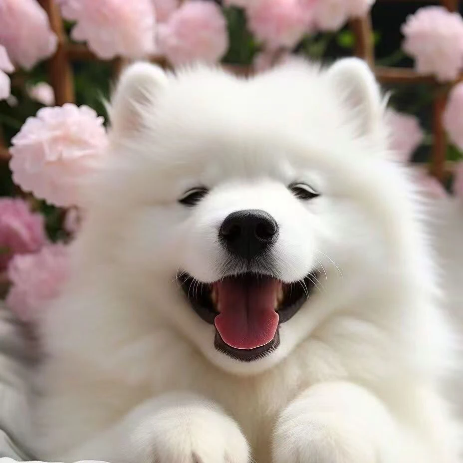 萨摩耶犬萨摩耶幼犬白色宠物犬双眼皮微笑天使雪橇犬可爱便宜小型