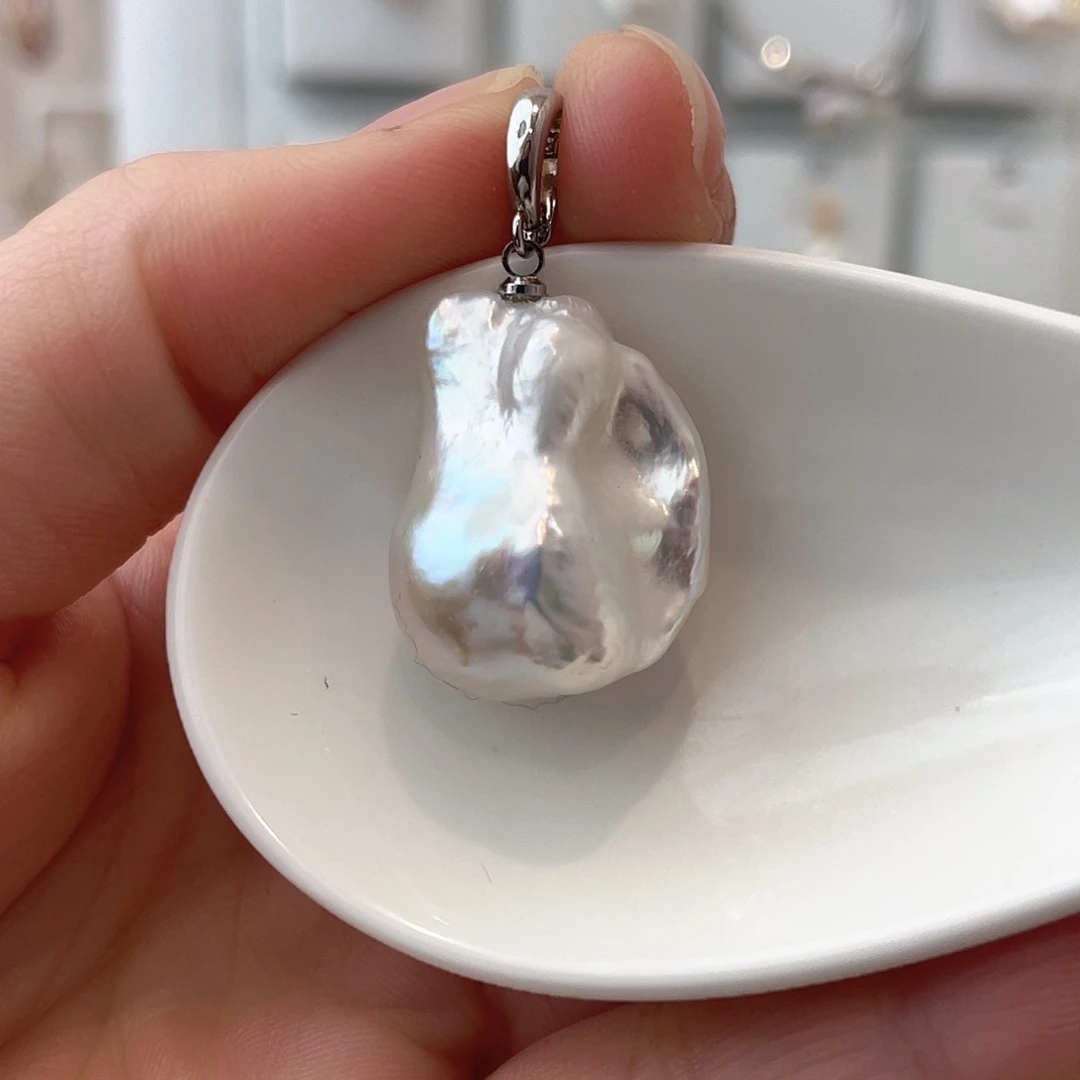 淡水珍珠天然珍珠巴洛克银S925镶嵌