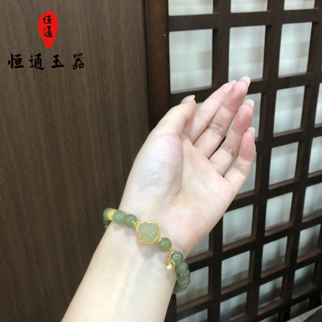 和田玉湖水绿佛公手串（多样性发一）约8mm（多样性发一）-1-288