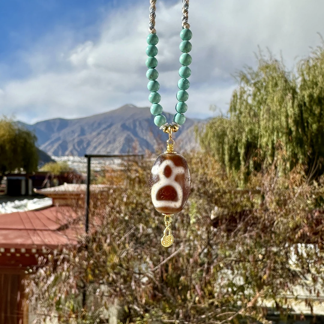 18k g帽天珠绿松玛瑙吊坠（拉萨直发）DU251108202