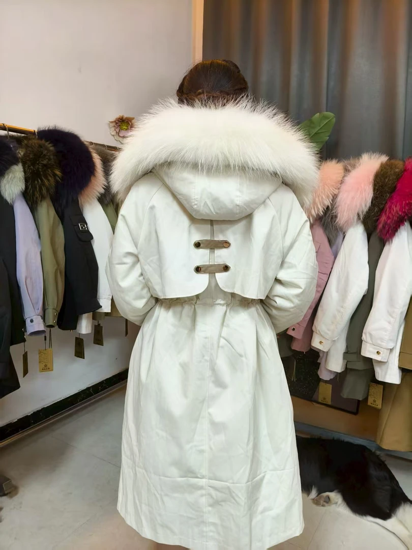 【飘雪长款兔毛】派克服女款时尚连帽加厚百搭大毛领保暖冬季