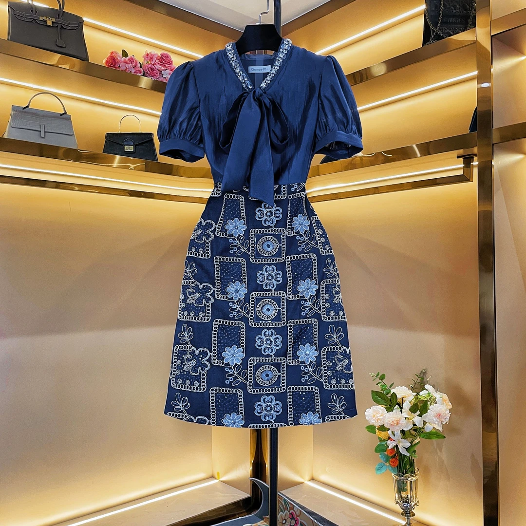 【幻蓝织梦】佳佳86206轻奢设计师款优雅气质修身时尚收腰连衣裙