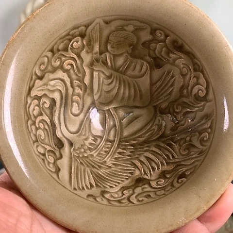 瓷片大**简耀州窑印花盏