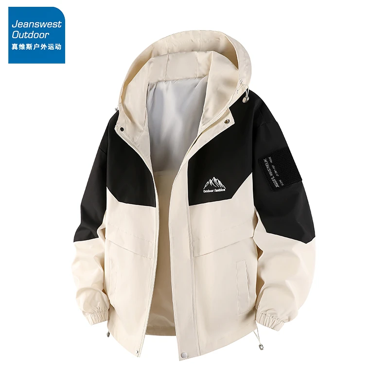 真维斯户外运动连帽外套夹克男士休闲宽松加肥加大大码春秋上衣服