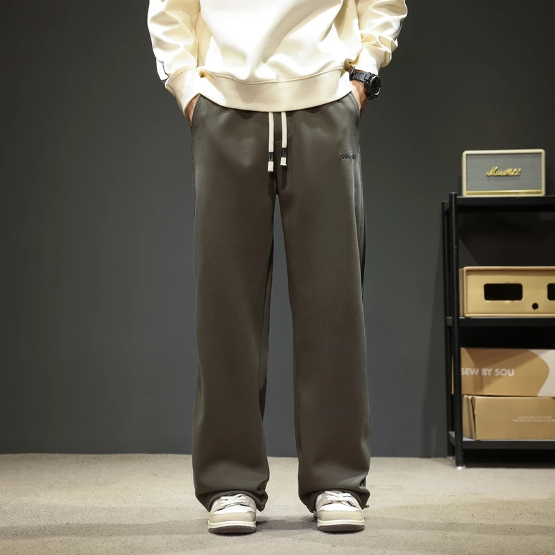 【佐菲古】2025新款春秋潮牌美式直筒抽绳束脚侧条纹男卫裤9289领