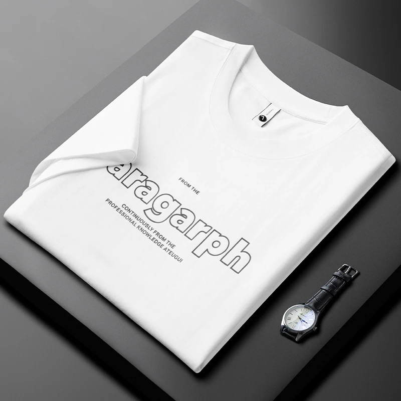 巴韦那奇时尚感字母印花圆领短袖t恤男新款夏季薄款休闲百搭半袖