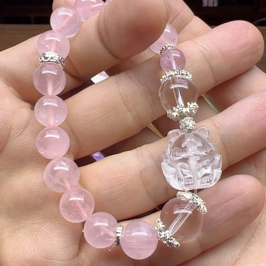 水晶手串未镶嵌粉水晶凤九手串