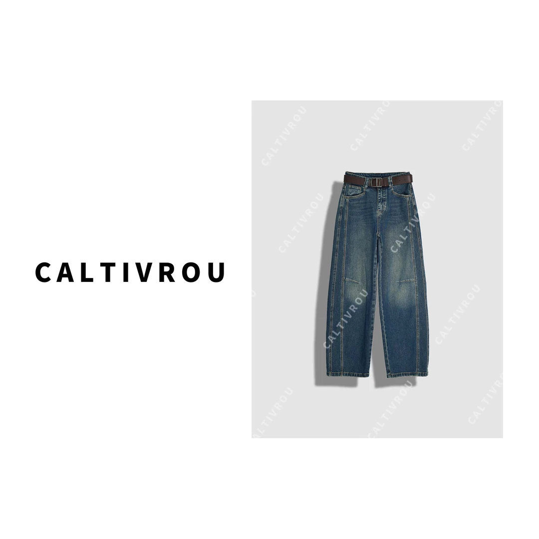 Caltivrou高腰显瘦宽松百搭阔腿弯刀裤-K18574Y