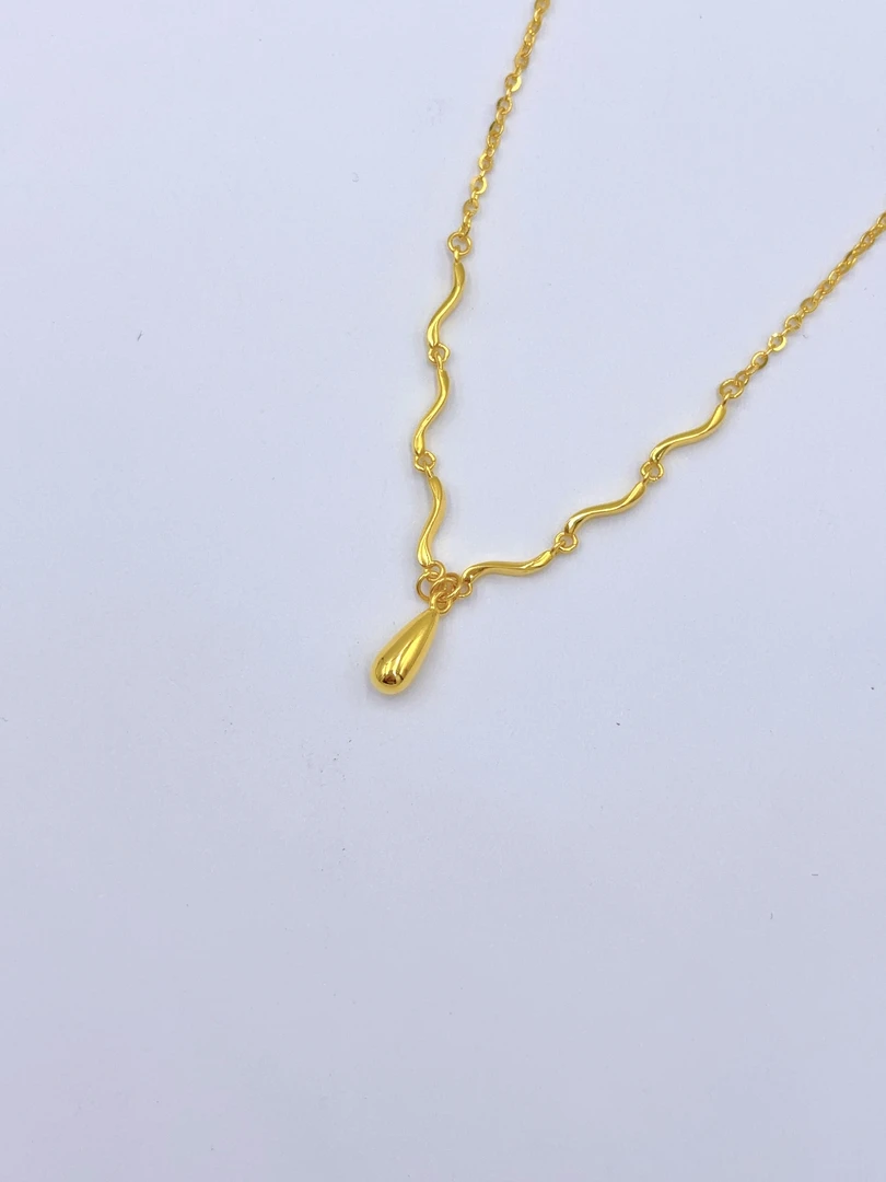 链子足银 足银项链足银水滴套链时尚轻奢气质百搭小众送礼物吊坠