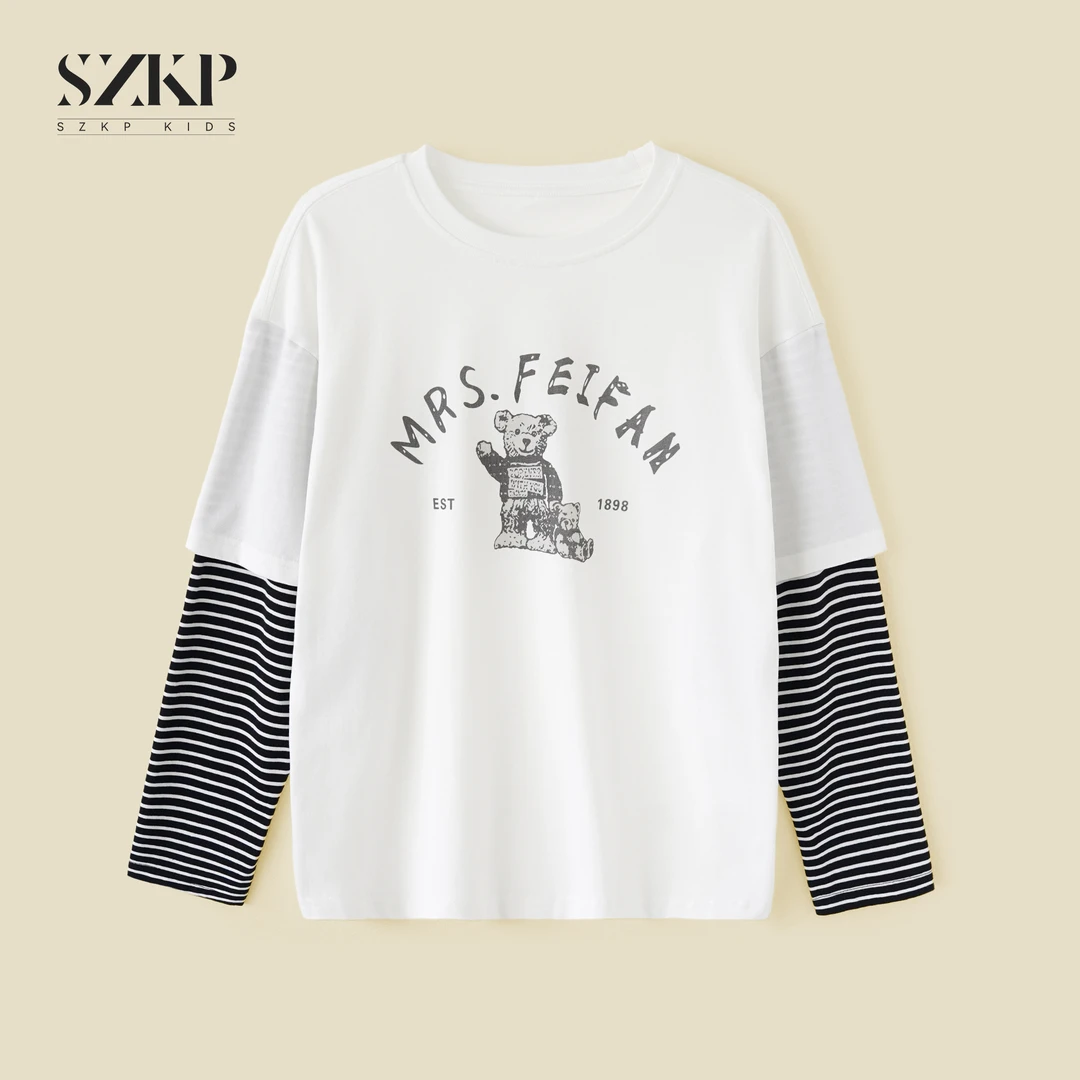 SZKP秋季新款女童装休闲T恤中大童时尚百搭儿童打底衫HLYQ552750