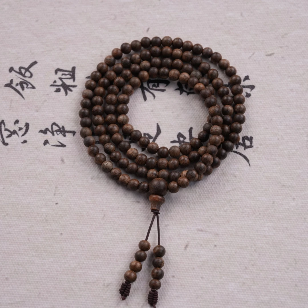 【三一】Z002沉香绿奇楠树心油0.5多圈圆珠手串-