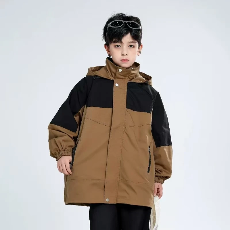 CFY-9215 咖色 童装儿童户外冲锋衣两件三合一冲锋衣外套