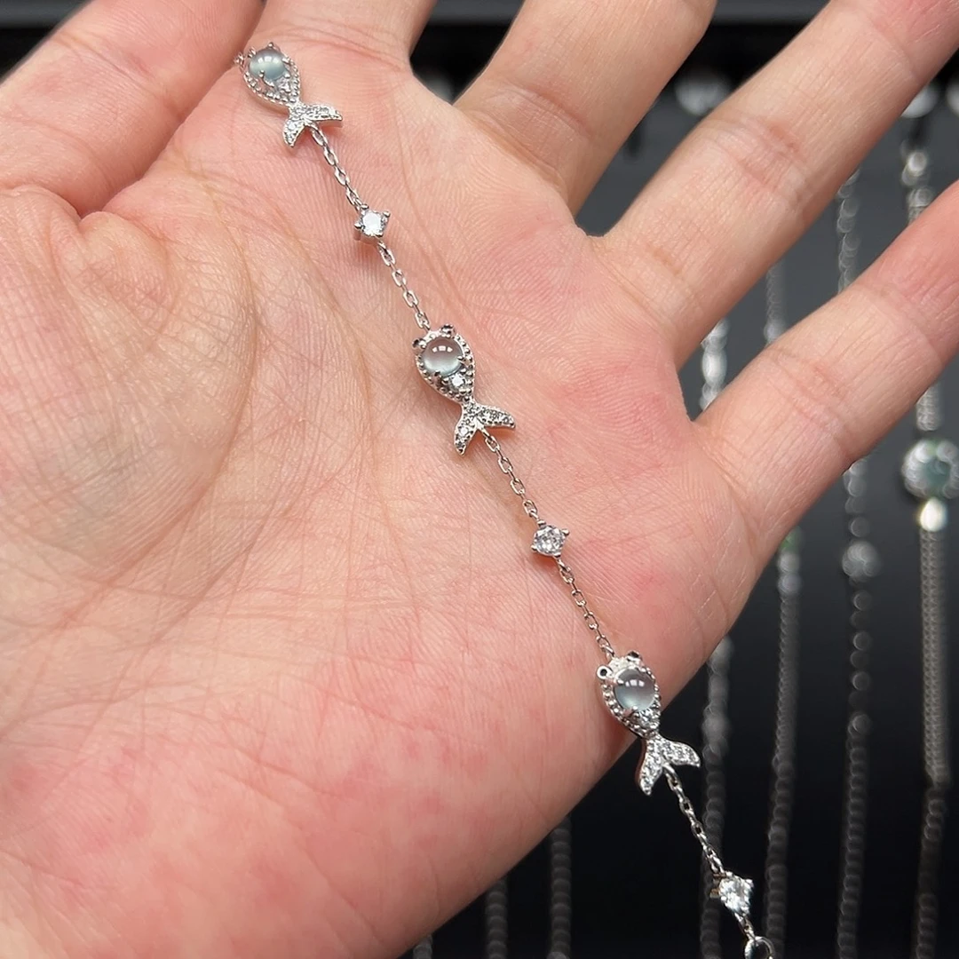 翡翠银S925镶嵌手链